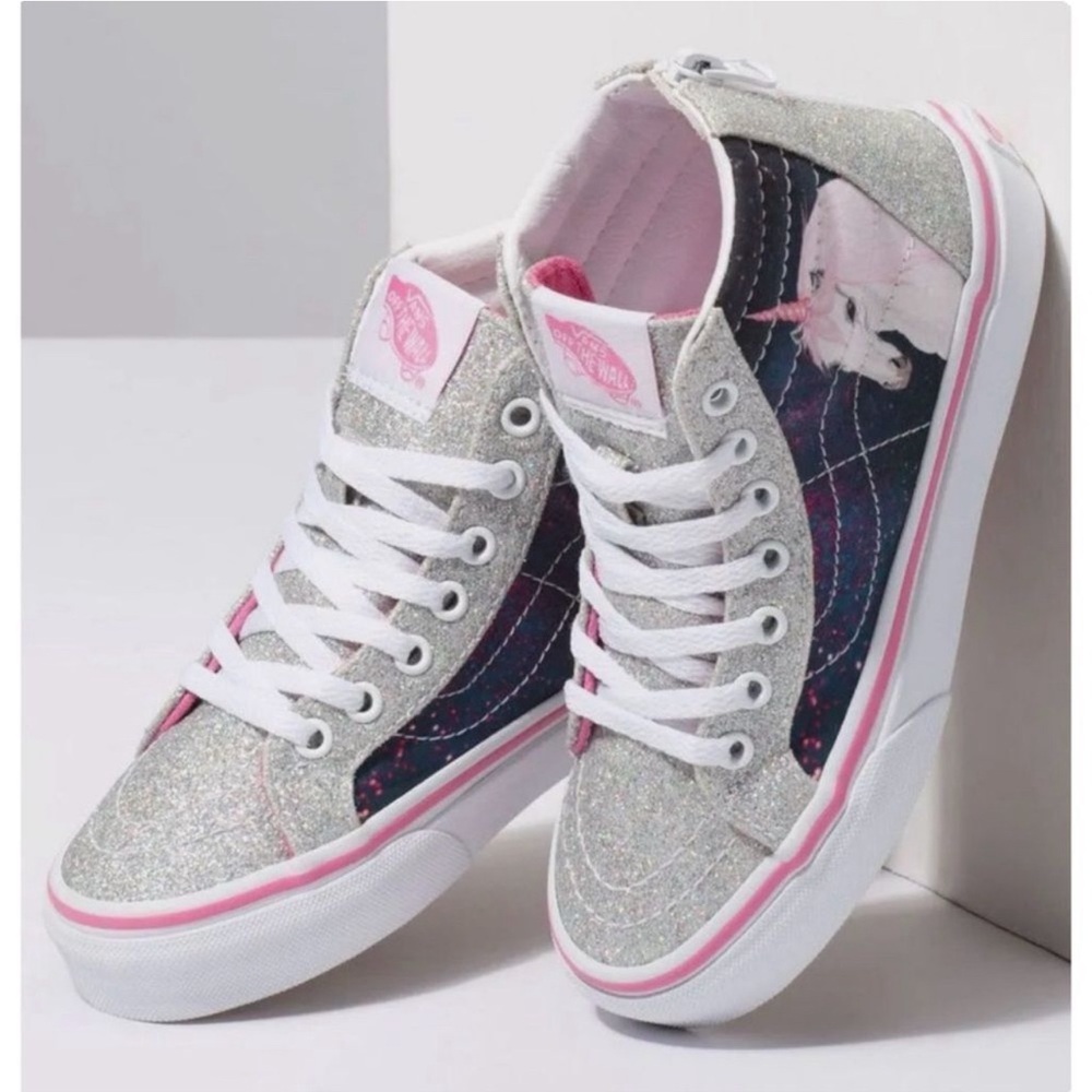 Vans Unicorn Glitter Zipper Hightop Youth Size 7
